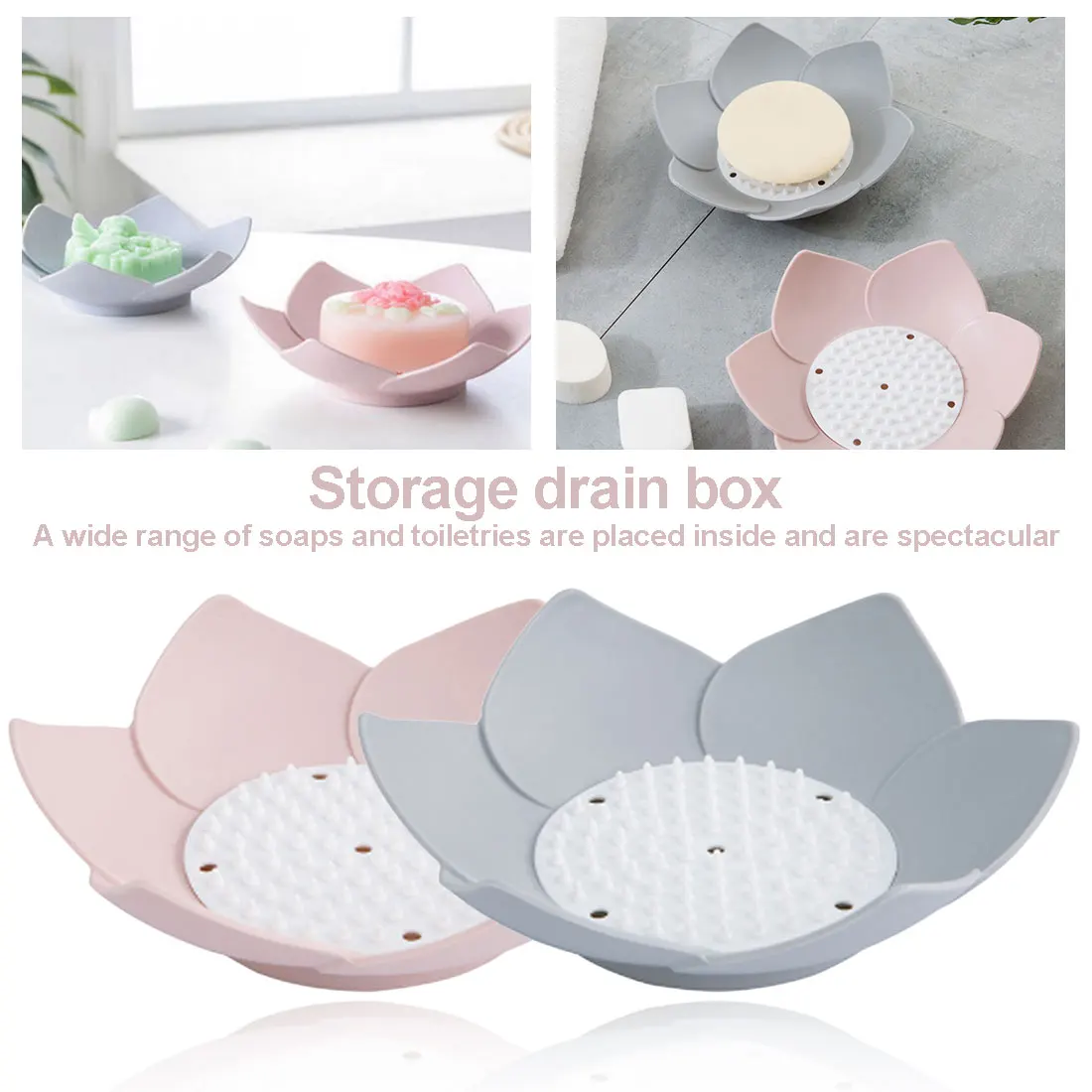 Household plastic soap Storage Plate Tray Drain Soap dish box Flexible Silicone Bathroom three-dimensional Flower Soap Box
Household plastic soap Storage Plate Tray Drain Soap dish box Flexible Silicone Bathroom three-dimensional Flower Soap Box