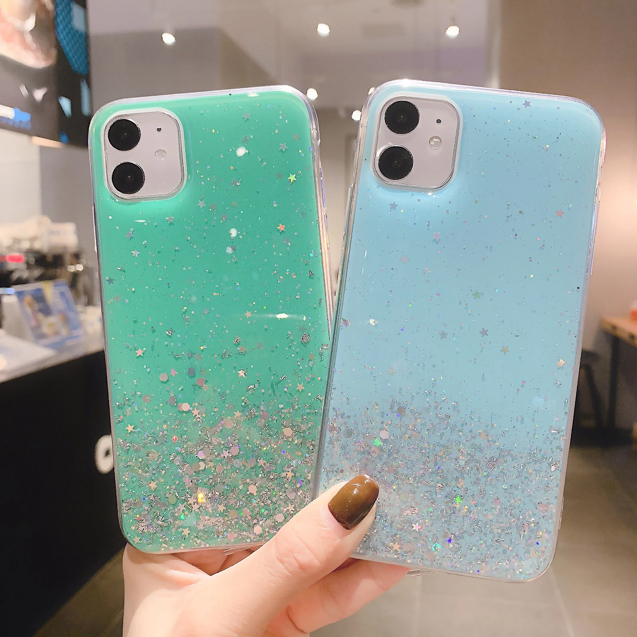 Блестящая Звезда силиконовая чехол для iPhone 6 6S 7 8 Plus X XS XR Max милый мягкий с