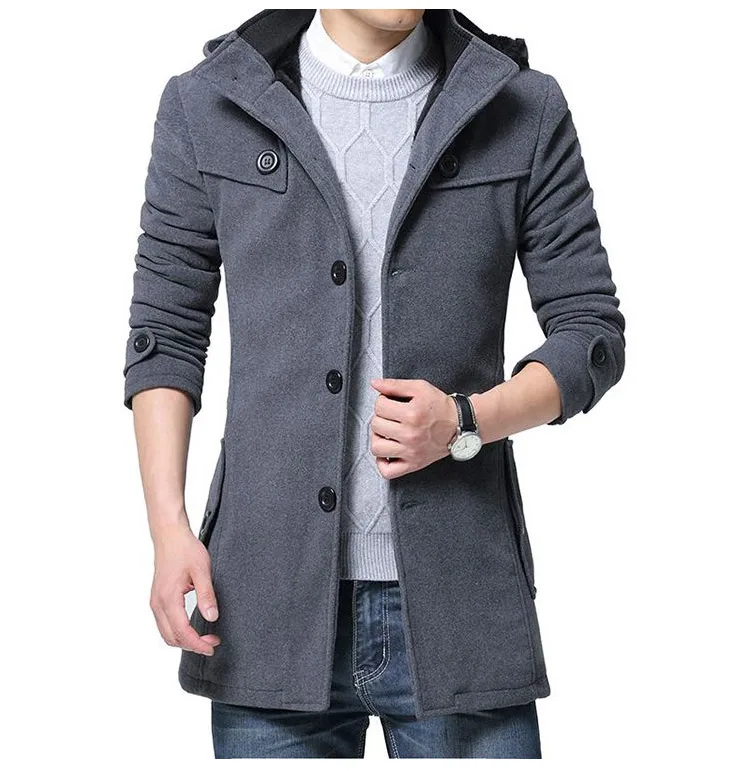 Woolen Coatl Mens Winter Thick Jacket Thick Casual Outwear Jackets Plus Size 6XL New Velvet Warm Coat High Quality Hooded