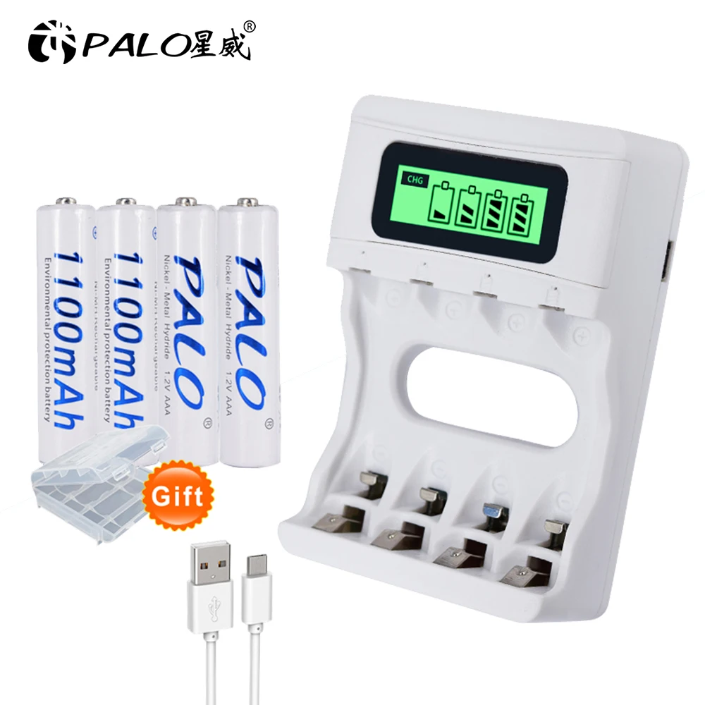 PALO 4pcs AAA 1100mAh NI-MH rechargeable battery AAA 3A 1.2V + intelligent USB fast charging LCD charger for AA AAA battery
PALO 4pcs AAA 1100mAh NI-MH rechargeable battery AAA 3A 1.2V + intelligent USB fast charging LCD charger for AA AAA battery