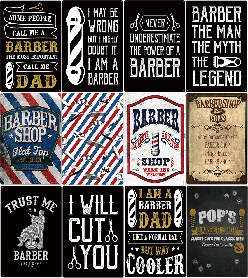 Shaved Haircut Barber Shop Barber Tool Metal Poster Tin Sign Vintage Tin Plaque Classic Iron Painting Pin Up Art Wall Decoration
Shaved Haircut Barber Shop Barber Tool Metal Poster Tin Sign Vintage Tin Plaque Classic Iron Painting Pin Up Art Wall Decoration