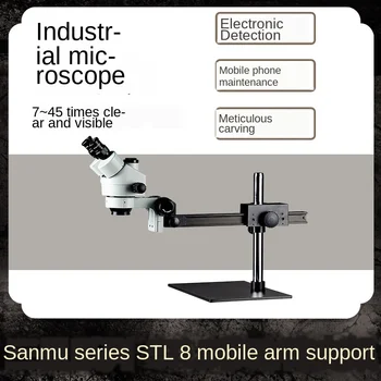 STL8 mobile arm bracket trinocular microscope can be equipped with camera electronic repair LED lamp magnifier