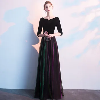 Elegant Full Length Formal Party Dress Qipao Black Velvet Half Sleeve Evening Party Gown Robe De Soiree Mesh Lady Maxi Dress
Elegant Full Length Formal Party Dress Qipao Black Velvet Half Sleeve Evening Party Gown Robe De Soiree Mesh Lady Maxi Dress