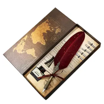 Vintage Ink Pen Dip Water Metal Fountain Pen Set Birthday Gift Box With 5 Nibs 
Vintage Ink Pen Dip Water Metal Fountain Pen Set Birthday Gift Box With 5 Nibs