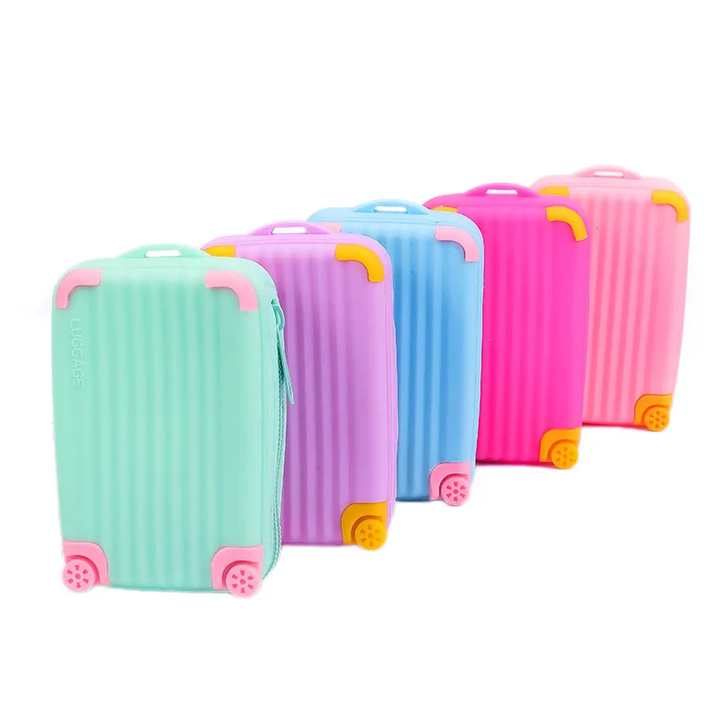 1pcs Creative Silicone Large Capacity Storage Bag Mini Zipper Suitcase Pencil Bags Cute Waterproof Office Cosmetic | Канцтовары для
