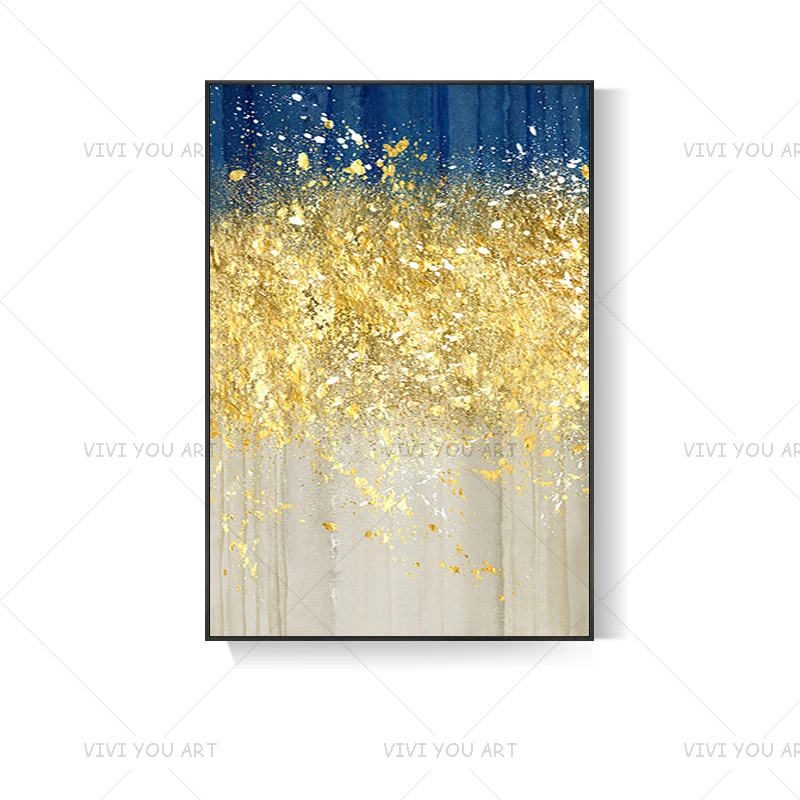 Фото Домашнее украшение Золотая абстрактная картина маслом ручной работы на холсте