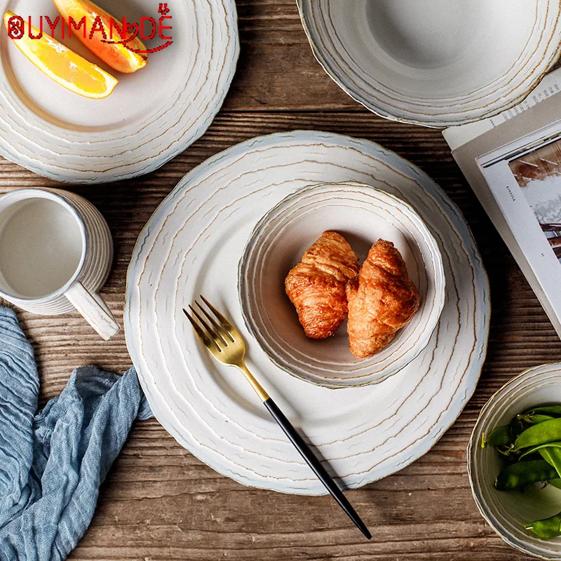 Creative Ceramic Tableware Western Plate Salad Bowl Soup Bowl Drinking Cup Fashion Simple White Uniform Glaze Ripple Tableware
Creative Ceramic Tableware Western Plate Salad Bowl Soup Bowl Drinking Cup Fashion Simple White Uniform Glaze Ripple Tableware