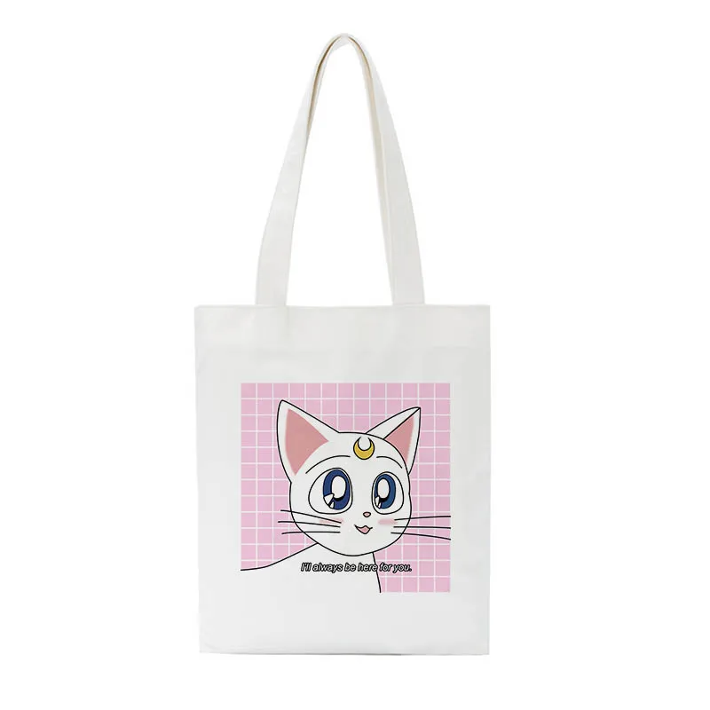 Сейлор Мун кошка милая сумка на плечо Новый Harajuku мультфильм печати Холщовая