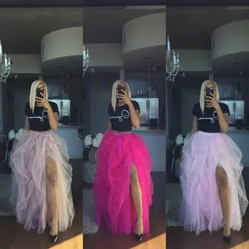 2020 New Women Skirts Side Slit Tulle Ruffles Party Night Prom Girls Night Club faldas largas mujer
2020 New Women Skirts Side Slit Tulle Ruffles Party Night Prom Girls Night Club faldas largas mujer