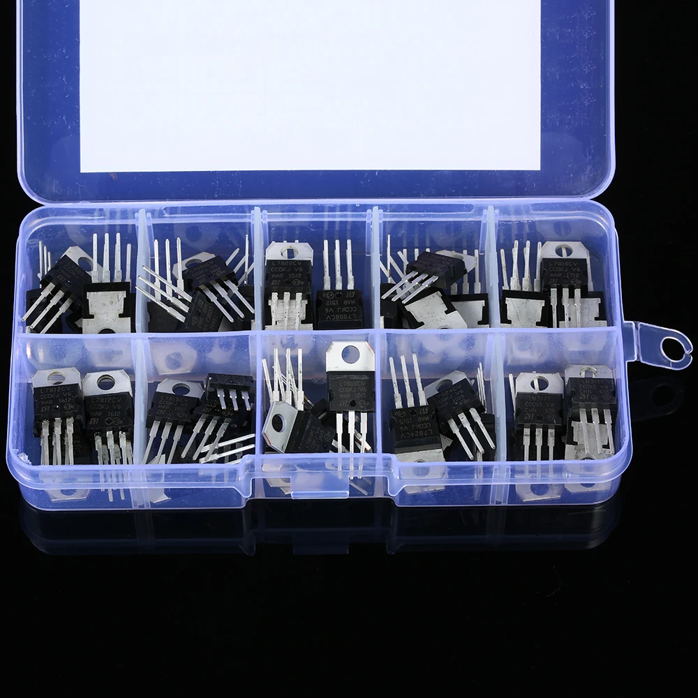 50pcs/set 10 Types L78 Series Mosfet Transistors Diode Transistor Assortment Assorted Kit with Clear Plastic Box 10 Values
50pcs/set 10 Types L78 Series Mosfet Transistors Diode Transistor Assortment Assorted Kit with Clear Plastic Box 10 Values