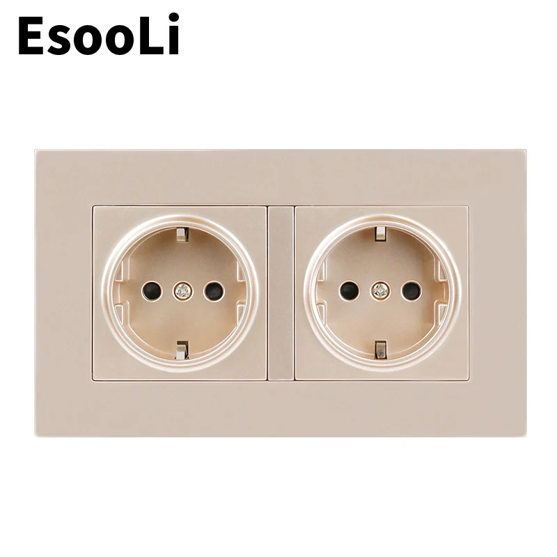 EsooLi золото Высокое качество Пластиковые Стены мощность двойной разъем заземлен