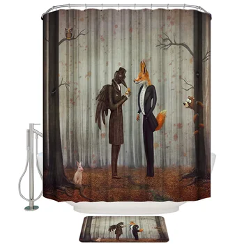 Mr. Raven And Mr. Fox Forest Animals Shower Curtain with Hooks Doormat Bath Floor Mat Waterproof Polyester
Mr. Raven And Mr. Fox Forest Animals Shower Curtain with Hooks Doormat Bath Floor Mat Waterproof Polyester