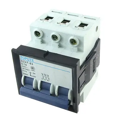 

AC 400V 10A 3P Miniature Mini Circuit Breaker DZ47-63 C10