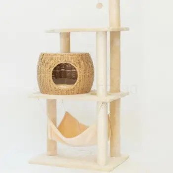 Comfortable and breathable woven cat nest cat tree cat climbing frame one rattan large multilayer sisal scratching post 
Comfortable and breathable woven cat nest cat tree cat climbing frame one rattan large multilayer sisal scratching post