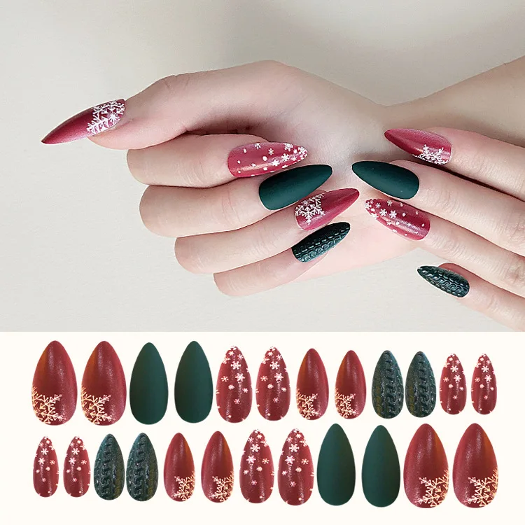24pcs Christmas Nail Art Decorations Detachable False Nail Pointed Fake Nails Moose Snowman Christmas Tree Stiletto Nail Tips
24pcs Christmas Nail Art Decorations Detachable False Nail Pointed Fake Nails Moose Snowman Christmas Tree Stiletto Nail Tips
