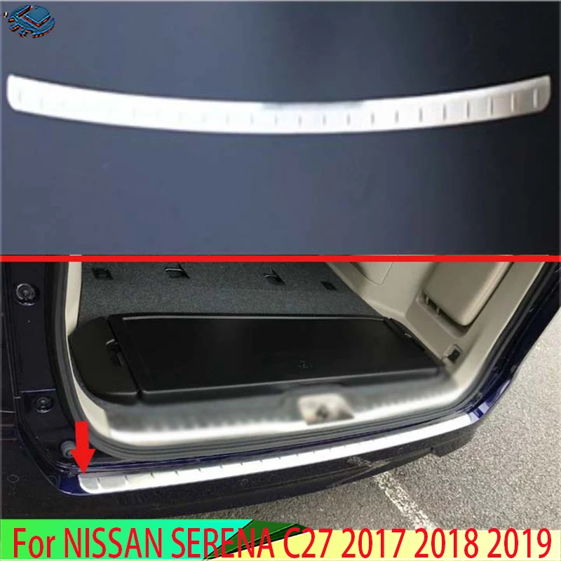 

For NISSAN SERENA C27 2017 2018 2019 Stainless steel rear bumper protection window sill outside trunks decorative plate pedal