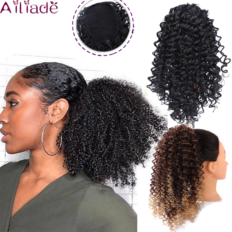 AILIADE 12'' Synthetic clip In Warp Ponytail Hair Extension Short Afro Kinky Drawstring Ponytail African American Bun Black
AILIADE 12'' Synthetic clip In Warp Ponytail Hair Extension Short Afro Kinky Drawstring Ponytail African American Bun Black
