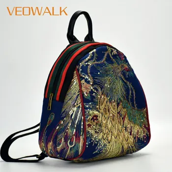 Veowalk Women Canvas Backpacks Shiny Peacock Sequins Embroidered Handmade Ladies Denim Cotton Rucksacks Woman Backpack Bag 
Veowalk Women Canvas Backpacks Shiny Peacock Sequins Embroidered Handmade Ladies Denim Cotton Rucksacks Woman Backpack Bag