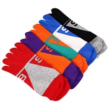 Sweat-absorbent 5 Pairs Cotton Breathable Mixed Color Five-finger Socks Running Solid Color Men's Sports Split Toe Socks