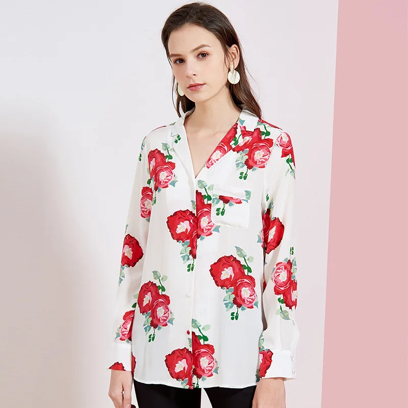 Women's Blouses and Tops Silk white red Floral Printed Office Formal Casual Shirts Plus Large Size Spring Summer Sexy Haut Femme
Women's Blouses and Tops Silk white red Floral Printed Office Formal Casual Shirts Plus Large Size Spring Summer Sexy Haut Femme