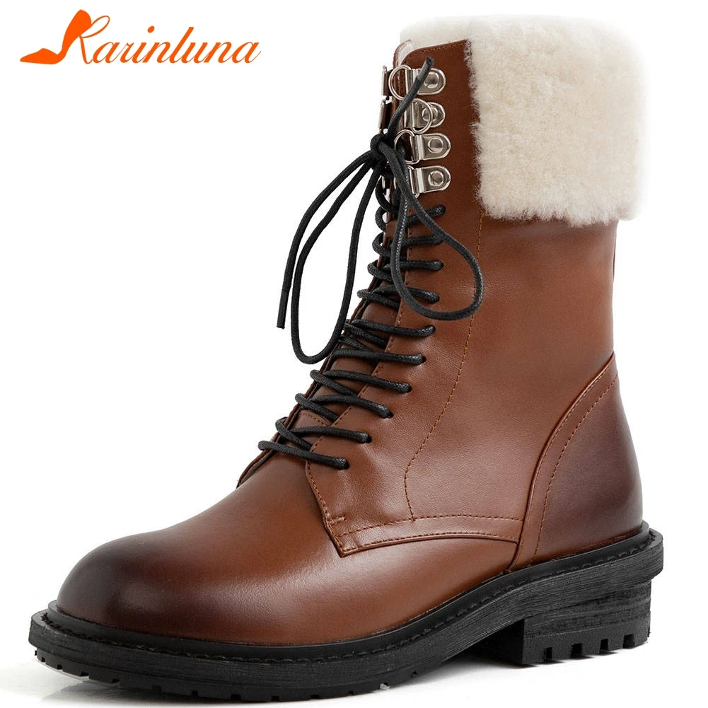 KARINLUNA Big Size 33-42 Beand New Genuine Leather Ankle Boots Women Ladies Chunky Heels Lace Up Shoes Woman Party Ol Boots
KARINLUNA Big Size 33-42 Beand New Genuine Leather Ankle Boots Women Ladies Chunky Heels Lace Up Shoes Woman Party Ol Boots