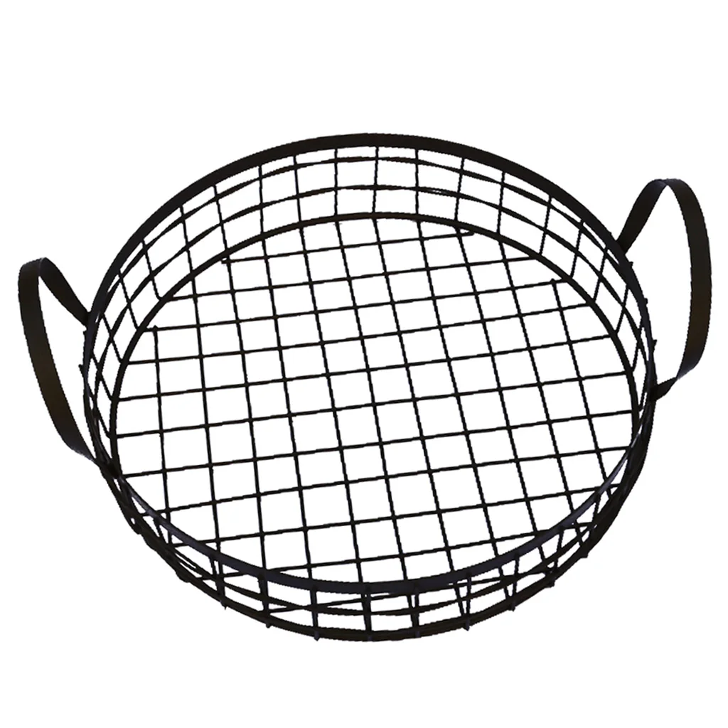 Round Black Wire Bread Basket Storage Hamper Pie, Loaf, Toast, Cake Tray Round Black Wire Bread Basket Storage Hamper Pie, Loaf, Toast, Cake Tray