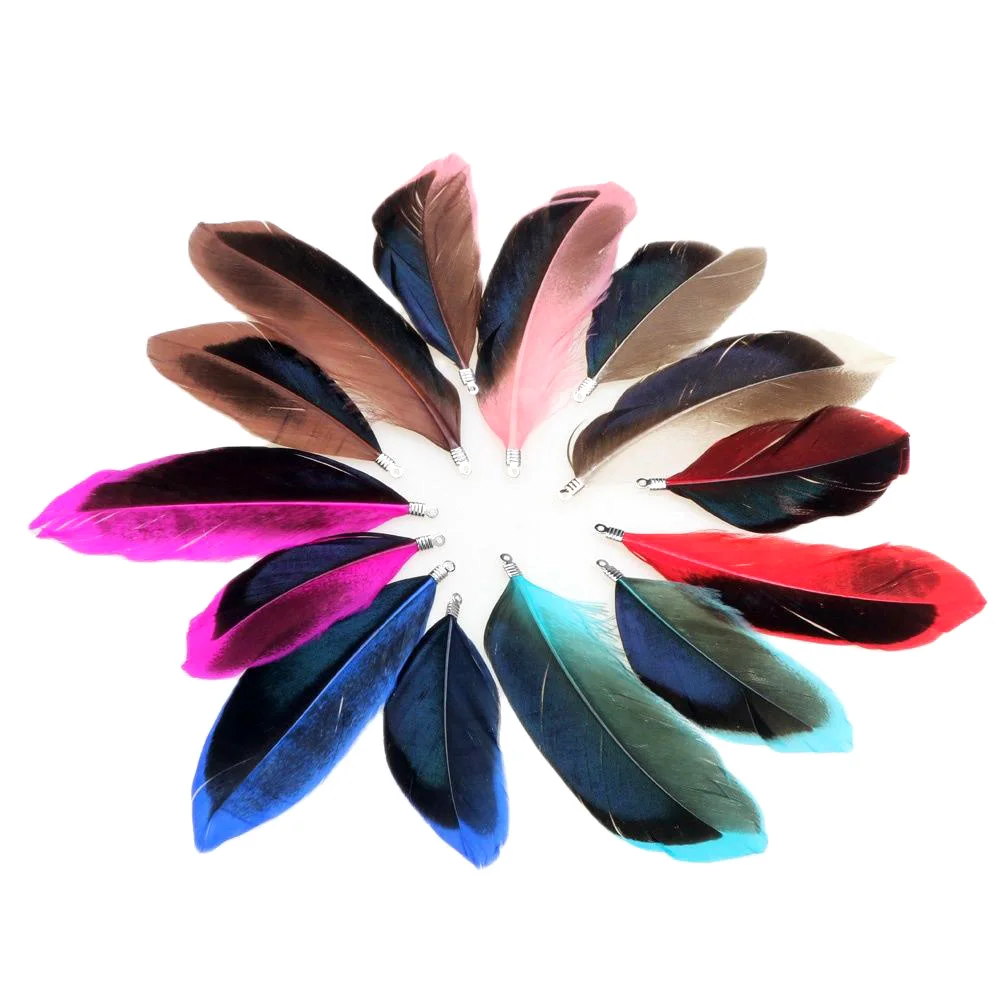 

NEW 7CM/9CM 8PCS/LOT Colorful Natural Duck Feathers Rhodium Clip Tassel For Women Earrings Choker DIY Jewelry Making Pendants