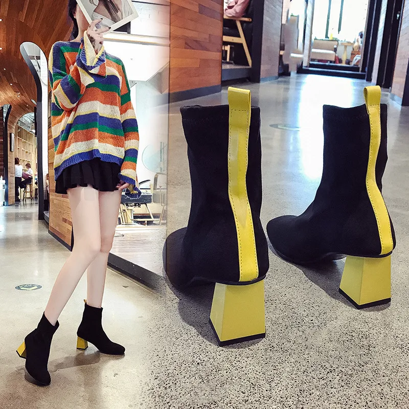 Chunky Heel Rock Shoes Woman Boots Stockings Luxury Designer Lace Up Booties Ladies Martins 2019 Sock Fashion High Heel Rubber
Chunky Heel Rock Shoes Woman Boots Stockings Luxury Designer Lace Up Booties Ladies Martins 2019 Sock Fashion High Heel Rubber