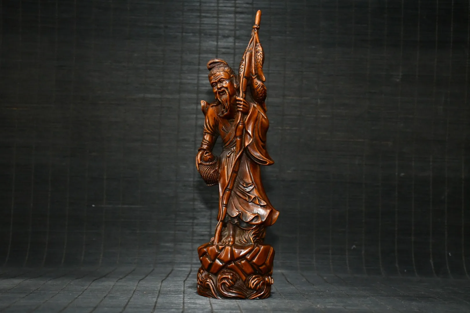 10"Tibetan Temple Collection Old Boxwood Statue of the Old Fisherman fisher Fish figure Statue OfficeOrnaments Town House
10"Tibetan Temple Collection Old Boxwood Statue of the Old Fisherman fisher Fish figure Statue OfficeOrnaments Town House