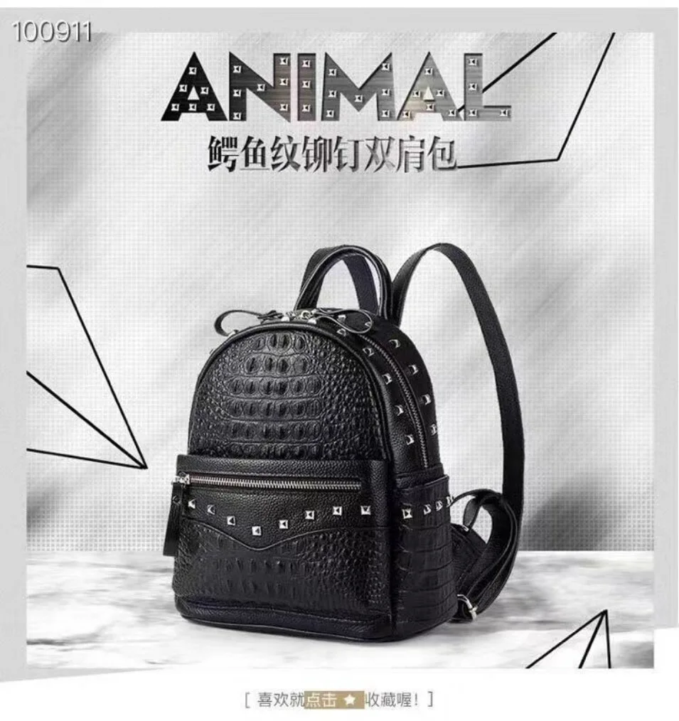 2019 New Style Crocodile Pattern First Layer Leather Backpack Rivet Backpack Korean-style Trend of Fashion Women's Leather Bags
2019 New Style Crocodile Pattern First Layer Leather Backpack Rivet Backpack Korean-style Trend of Fashion Women's Leather Bags
