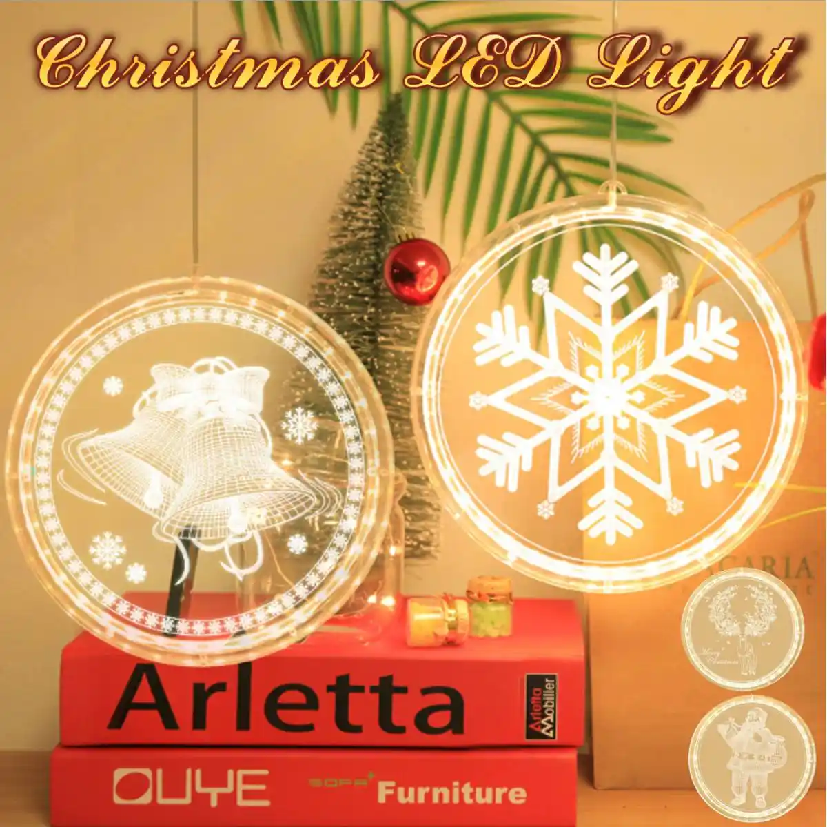 new design acrylic warm white flexible holiday night lamp santa