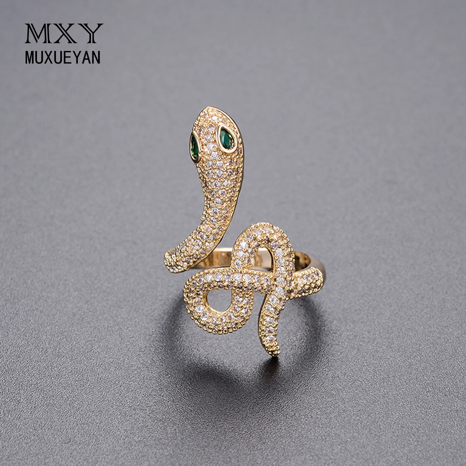 Кольцо унисекс MUXUEYAN в виде змеи открытое с микро цирконием украшение для женщин