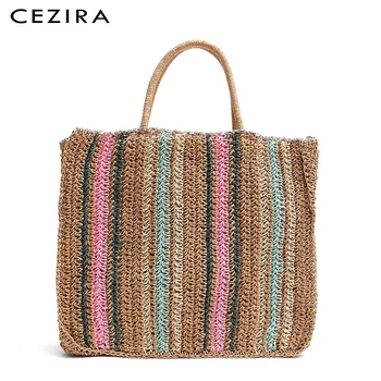 CEZIRA Large Short Handle Straw Tote Summer Holiday Women Bags Casual Knitting Beach Bags Ladies Colorful Striped Woven Handbag
CEZIRA Large Short Handle Straw Tote Summer Holiday Women Bags Casual Knitting Beach Bags Ladies Colorful Striped Woven Handbag