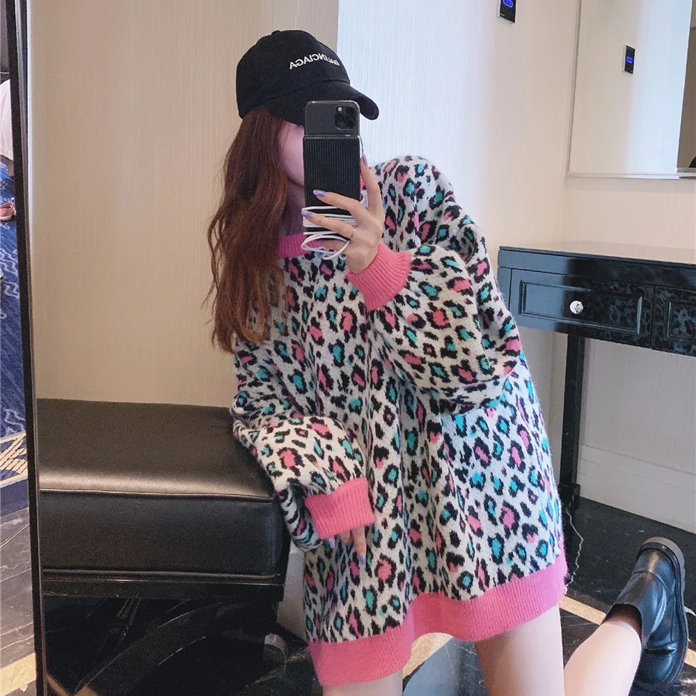 Autumn 2020 Colorful Leopard Pattern Round Neck Mid Length Loose Retro Women's Pullover Sweater Thick
Autumn 2020 Colorful Leopard Pattern Round Neck Mid Length Loose Retro Women's Pullover Sweater Thick