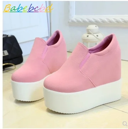 

2019 Spring new women's thick-soled sport high-top insole shoes 12cm women's casual platform shoes