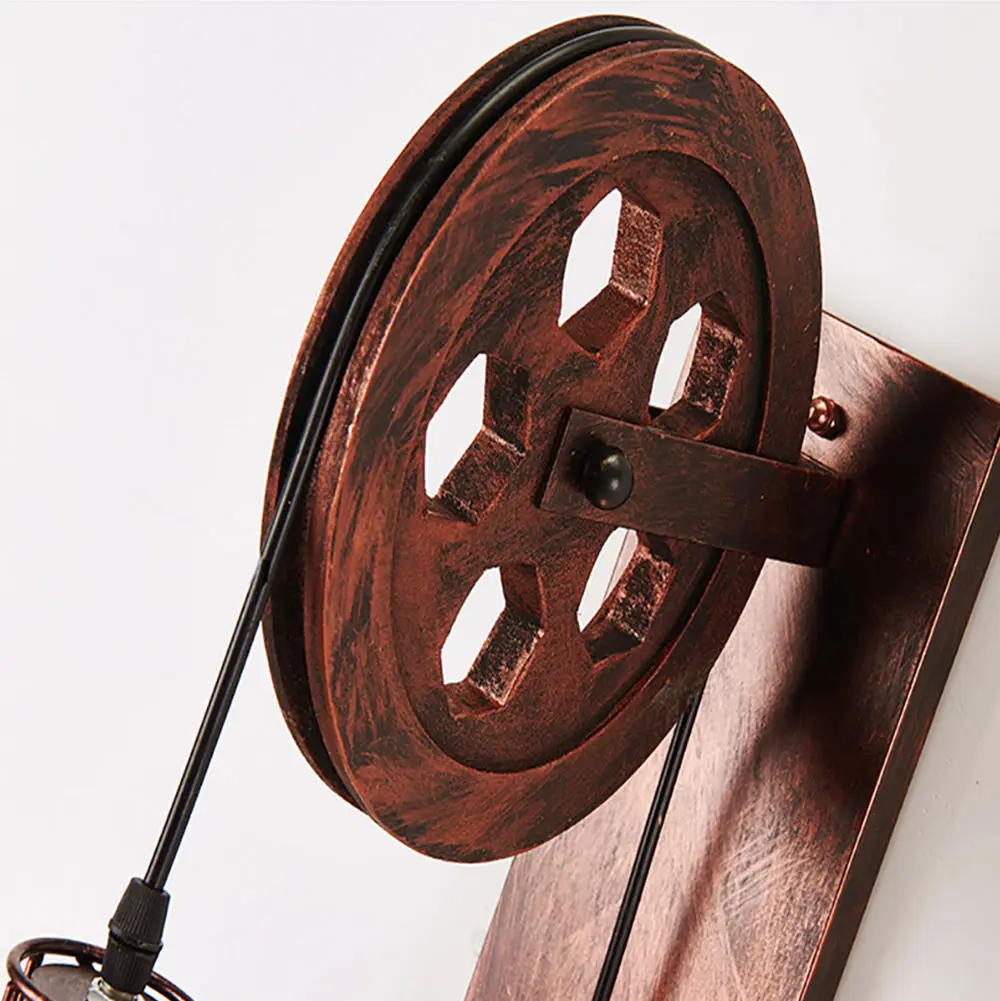 Retro Vintage Wall Light Shade Ceiling Lifting Pulley Industrial Wall Lamp Fixture Iron Loft Cafe Bar Adjustable Sconce Light Retro Vintage Wall Light Shade Ceiling Lifting Pulley Industrial Wall Lamp Fixture Iron Loft Cafe Bar Adjustable Sconce Light