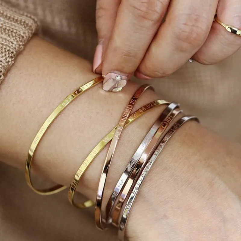 Вдохновляющий Браслет манжета браслет для женщин и мужчин розовое золото