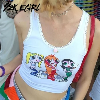 Y2K EGIRL Cute Cartoon Graphic Printing Lace Trim Sleeveless Tank Tops Vintage Kawaii White Crop Tops 90s Streetwear Vest Chic
Y2K EGIRL Cute Cartoon Graphic Printing Lace Trim Sleeveless Tank Tops Vintage Kawaii White Crop Tops 90s Streetwear Vest Chic