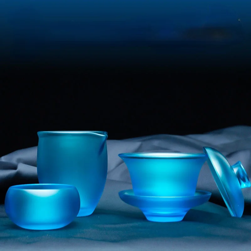 

Sapphire Colored Glaze Teacup Master Cup Tureen Chinese Kung Fu Tea Set High-end Tea Cup Blue Tea Maker Coffee Mug Tea Infuser