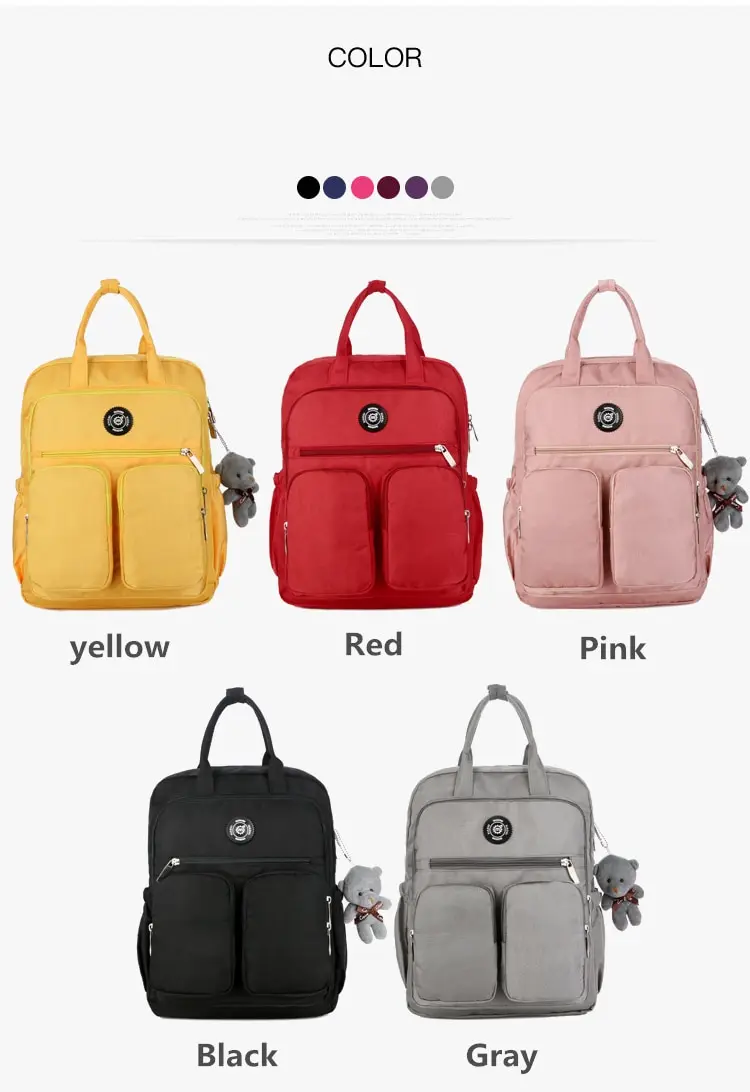 2019 bag for woman backpack waterproof nylon soft handle solid
