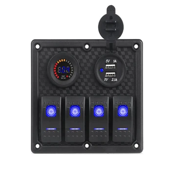 4 Gang Rocker Switch Panel 12V Dual USB Charger 3.1A Led Voltmeter 12V 24V for Car Marine Boat Yacht Steamboat
4 Gang Rocker Switch Panel 12V Dual USB Charger 3.1A Led Voltmeter 12V 24V for Car Marine Boat Yacht Steamboat