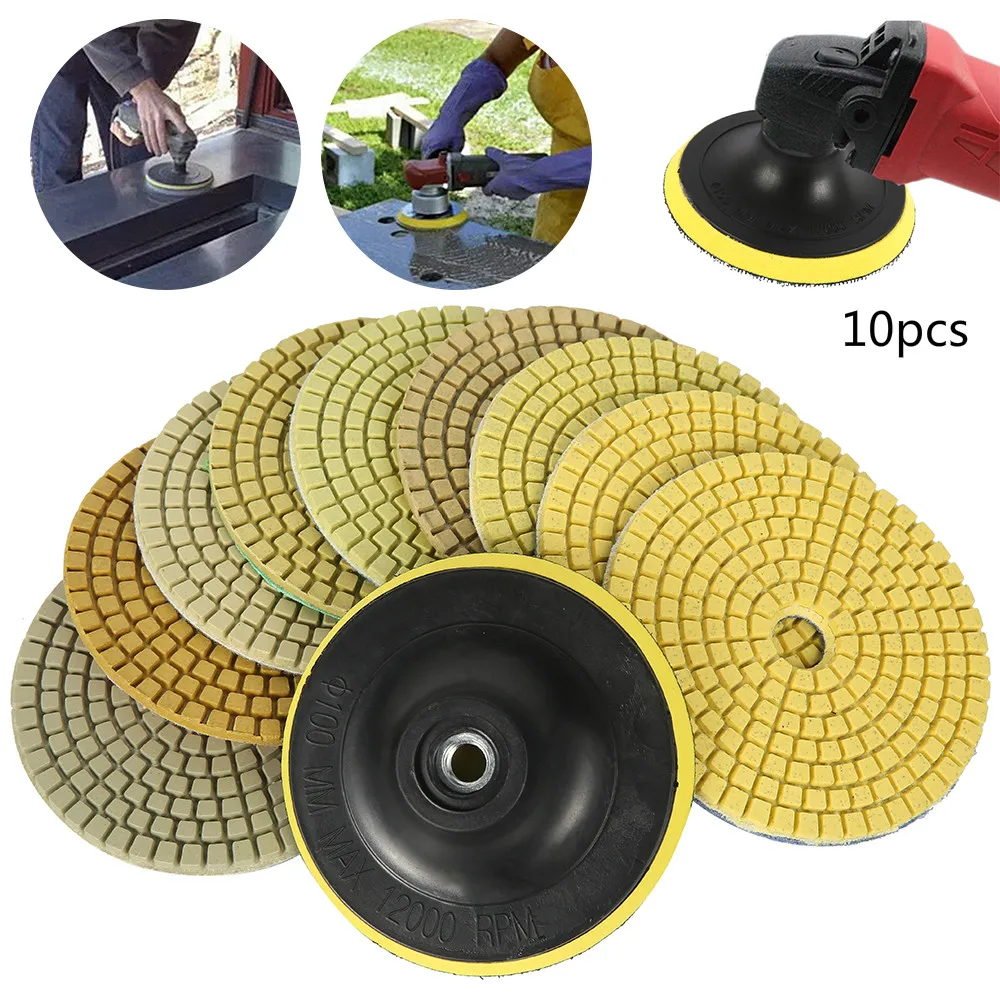 Diamond Polishing Pads Kit 4 Inch 100mm Wet/Dry Grinding Discs for Granite Stone Marble Polishing Use Grinding Discs Set 10pcs
Diamond Polishing Pads Kit 4 Inch 100mm Wet/Dry Grinding Discs for Granite Stone Marble Polishing Use Grinding Discs Set 10pcs