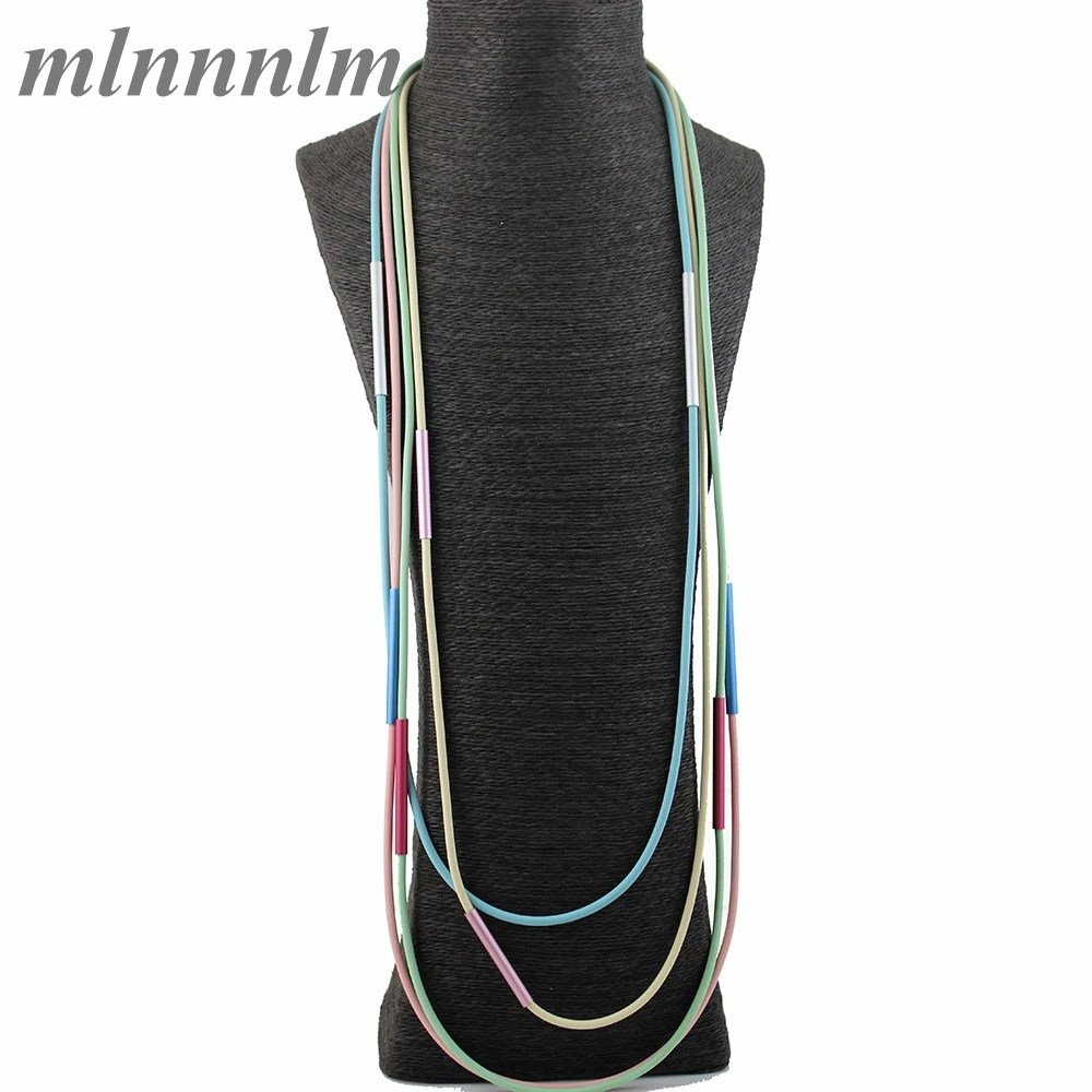 New Hot Unique Charming Colorful Tone Metal Pipe Rubber Necklaces Women Multilayer Chain Necklaces Femme For OL Party Jewelry
New Hot Unique Charming Colorful Tone Metal Pipe Rubber Necklaces Women Multilayer Chain Necklaces Femme For OL Party Jewelry