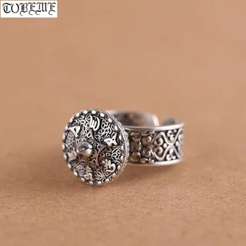 

Handcrafted 100% 925 Silver Tibetan Six Words Proverb Ring Buddhist OM Mani Padme Hum Ring Good Luck Women Ring Resizable
