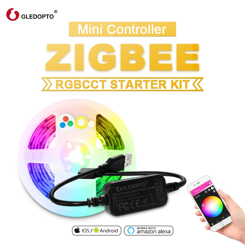 GLEDOPTO zigbee smart light Led strip TV LED strip light kit 5V usb rgb+cct computer LED strip light work with zigbee hub echo
GLEDOPTO zigbee smart light Led strip TV LED strip light kit 5V usb rgb+cct computer LED strip light work with zigbee hub echo