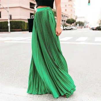 Pleated Skirts for Women Floor Length Long Skirts 2019 Autumn Clothes High Waist Ladies Bottom Green Maxi Skirts 
Pleated Skirts for Women Floor Length Long Skirts 2019 Autumn Clothes High Waist Ladies Bottom Green Maxi Skirts