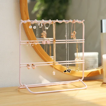 Pink/White 3 Layers Metal Jewelry Rack Shelves Organizer Necklace Earring Display Stand Home Decorative Shelf 20.5*9*19cm
Pink/White 3 Layers Metal Jewelry Rack Shelves Organizer Necklace Earring Display Stand Home Decorative Shelf 20.5*9*19cm
