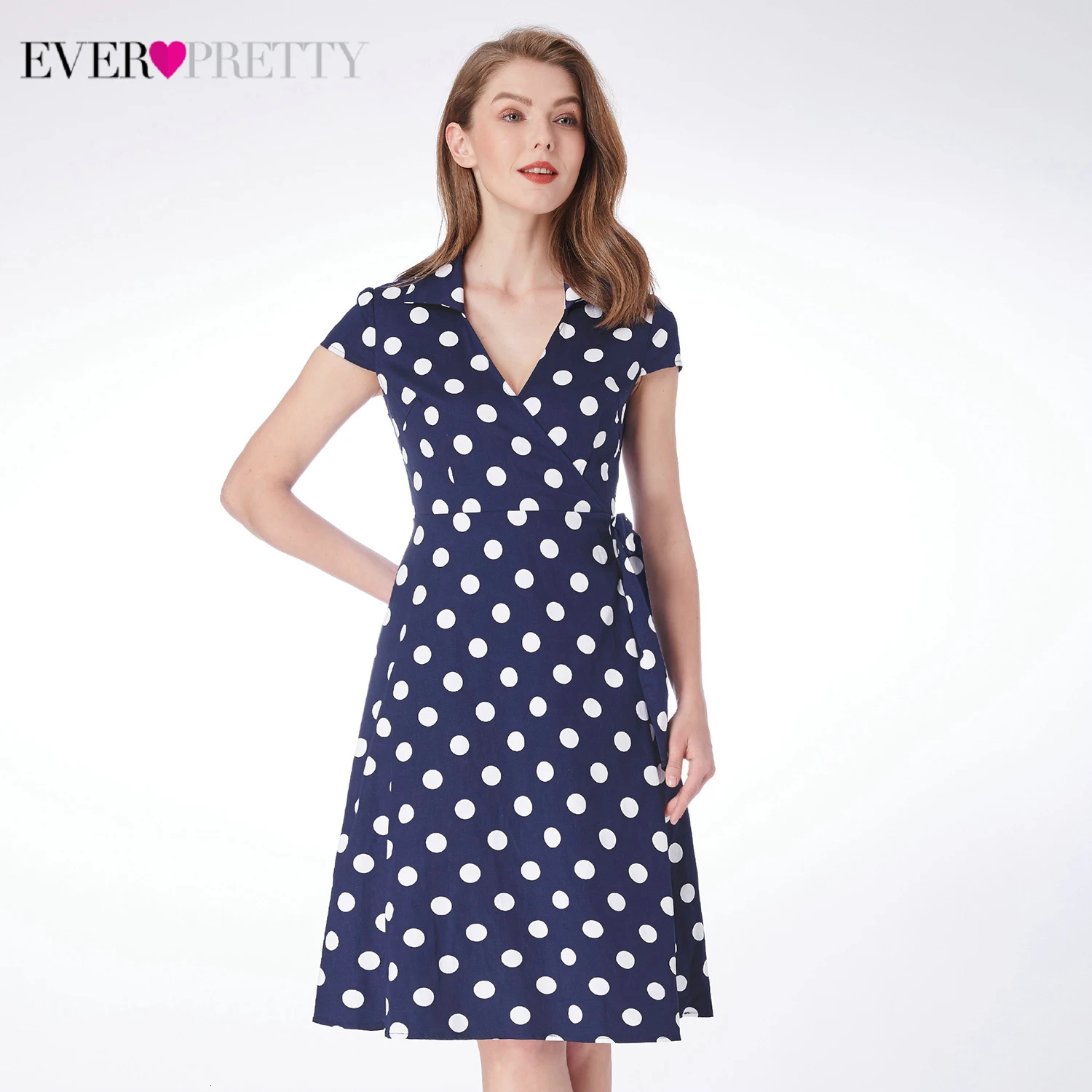 Elegant Polka Dot Homecoming Dresses Ever Pretty A-Line V-Neck Cap Sleeve Above Knee Graduation Dresses Vestido De Formatura
Elegant Polka Dot Homecoming Dresses Ever Pretty A-Line V-Neck Cap Sleeve Above Knee Graduation Dresses Vestido De Formatura