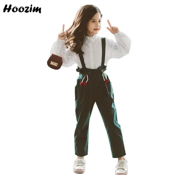 Spring Suit For Girls 4-12 Years Chic Embroidery Ruffle Collar Blouse+Suspender Pants Set Child High Street Girls Clothing Set
Spring Suit For Girls 4-12 Years Chic Embroidery Ruffle Collar Blouse+Suspender Pants Set Child High Street Girls Clothing Set