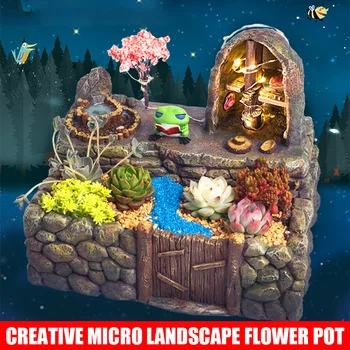 Micro Landscape Resin Planter Pot with Light Succulent Flower Pot Decorations Crafts for Desktop Office _WK
Micro Landscape Resin Planter Pot with Light Succulent Flower Pot Decorations Crafts for Desktop Office _WK
